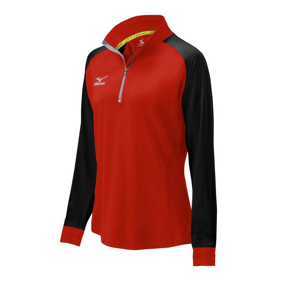 Casaco Mizuno Elite 9 Prime 1/2 Zip - Mulher - Vermelhas/Pretas - LAPZE8423